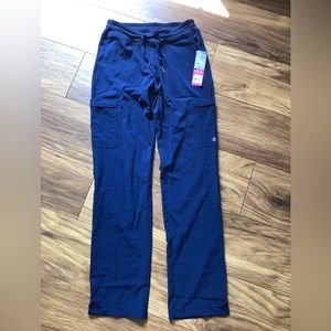 White cross, scrub pant, size small, navy blue